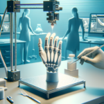 3D Printing in Medical Prosthetics. minamal simple design with NO numbers or words or letters.